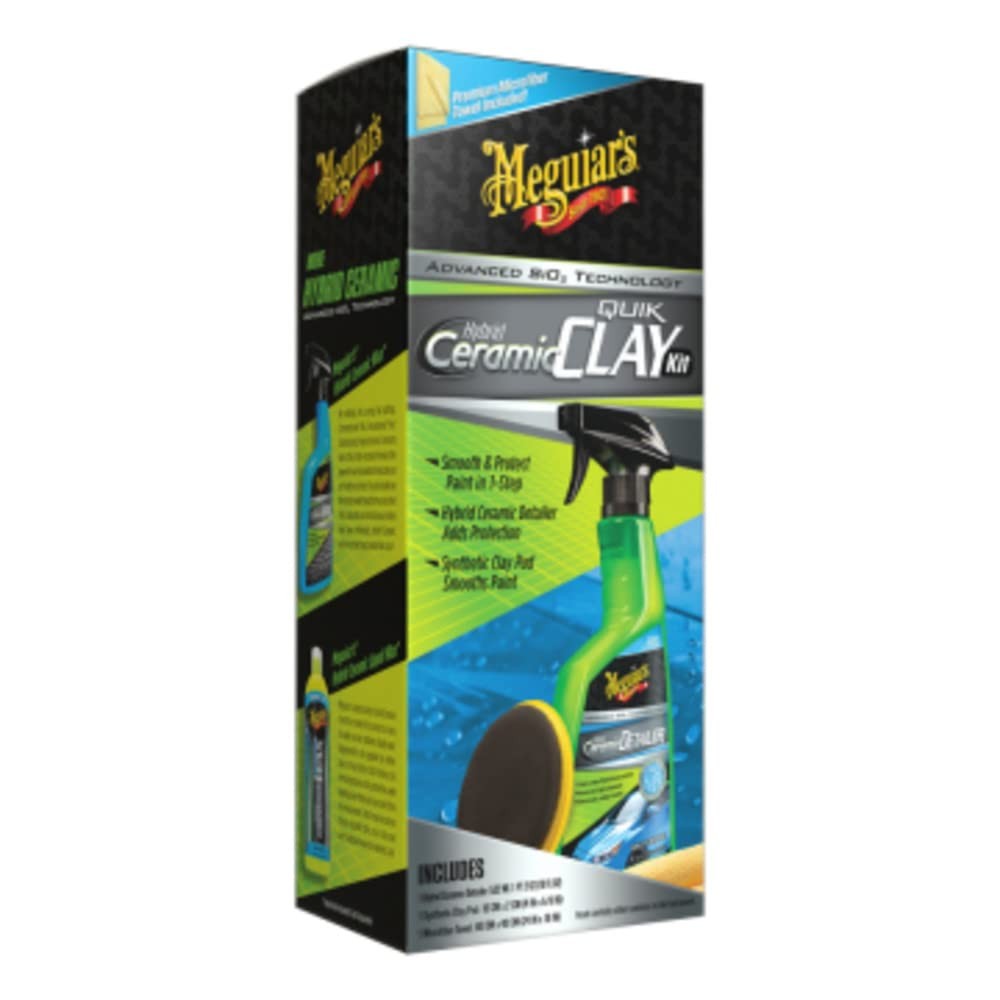 Meguiar\'s Hybrid Ceramic Quik Clay Kit With Synthetic Clay Pad And Microfiber...