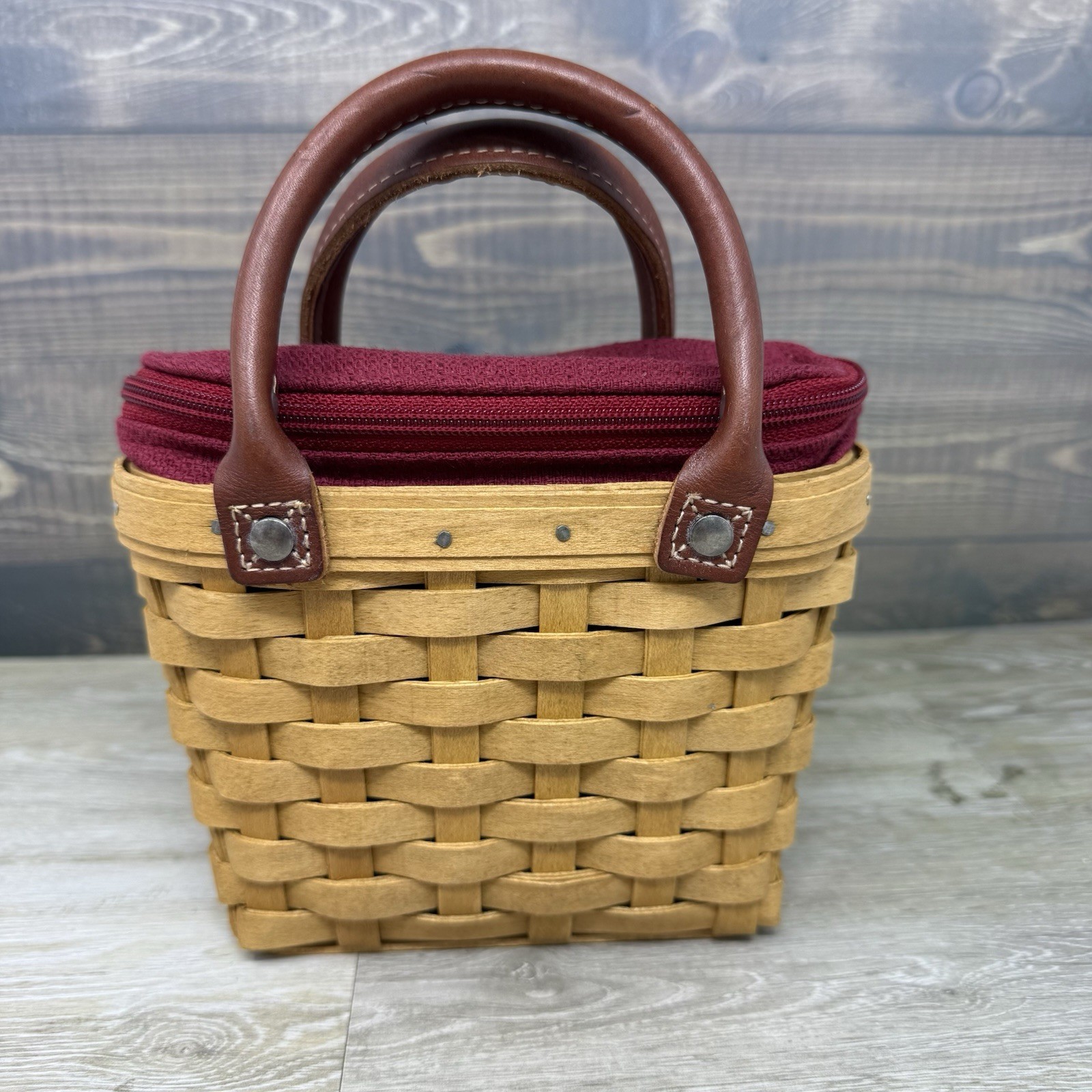Longaberger 2003 Little Boardwalk Zippered Basket With Liner and Protector
