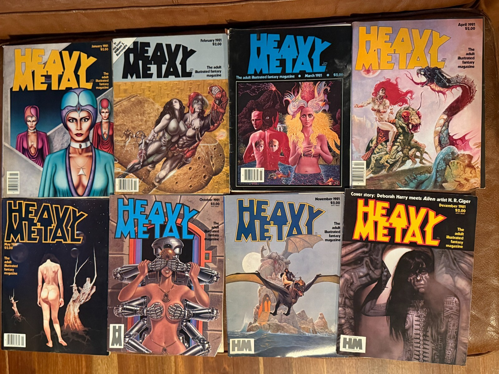 Vintage 1981 Heavy Metal Magazines Lot of 8 Jan-May & Oct-Dec Adult Fantasy