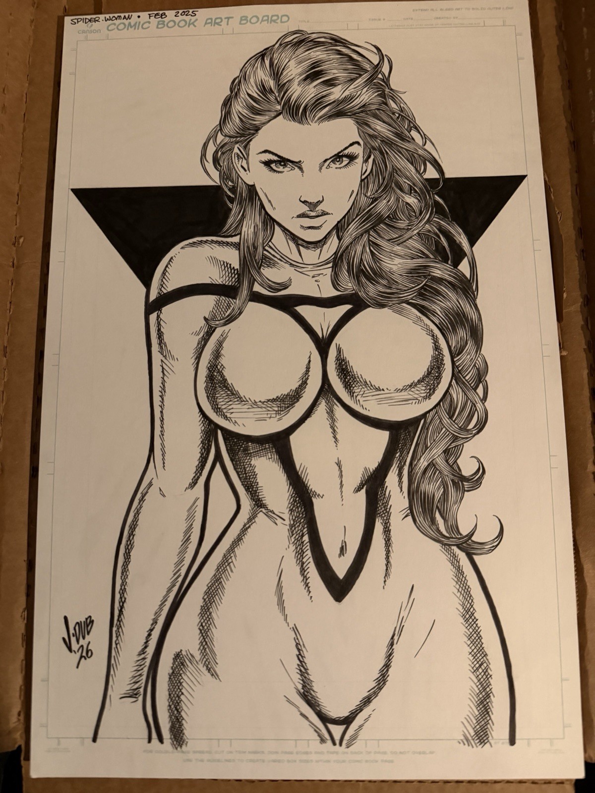 Spider-Woman, 11x17 original comic art drawing by Jeff Whiting