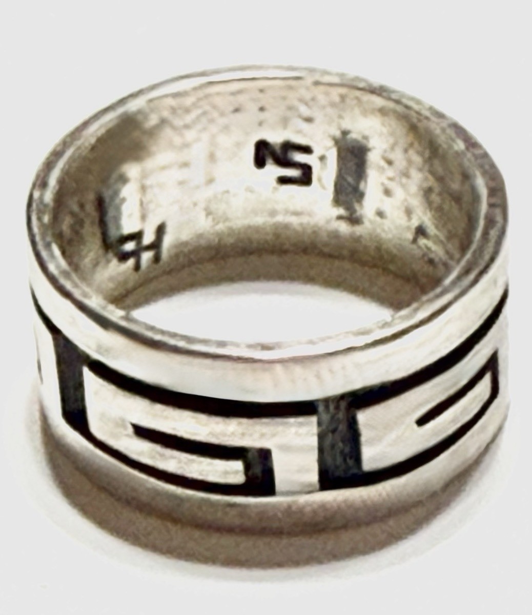 Hopi Native Sterling Silver Overlay Ring ca. 1970-1980 Marked 925.