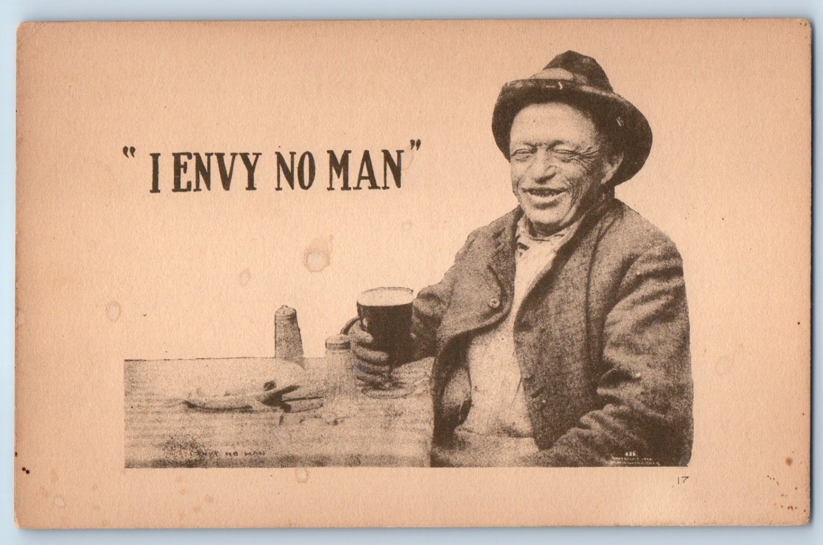 c1910's Old Man Having Coffee I Envy No Man Unposted Antique Postcard