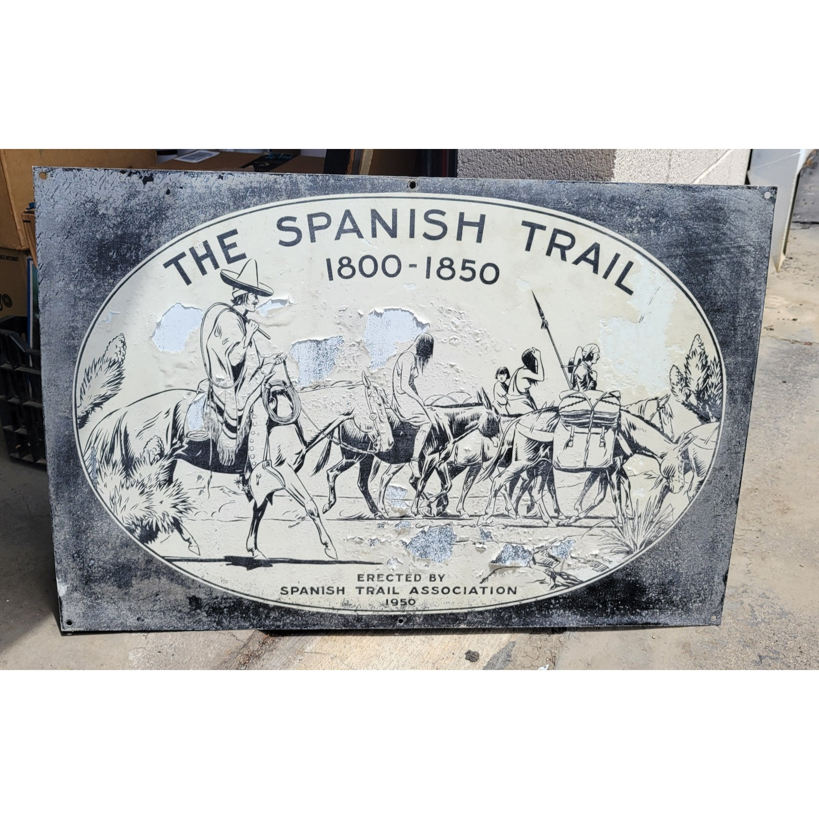 Original The Spanish Trail 1950 Highway Sign Signed Shope 1 of 100 erections