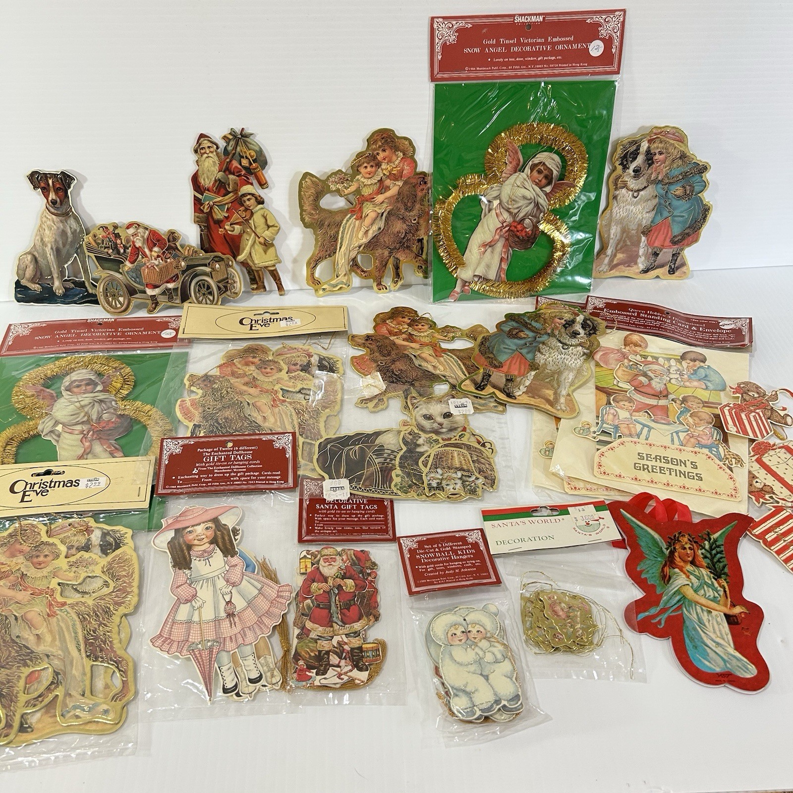 Vtg Merrimack Shackman + Others Xmas Die Cut Ornaments & Gift Tags - Lot of 60