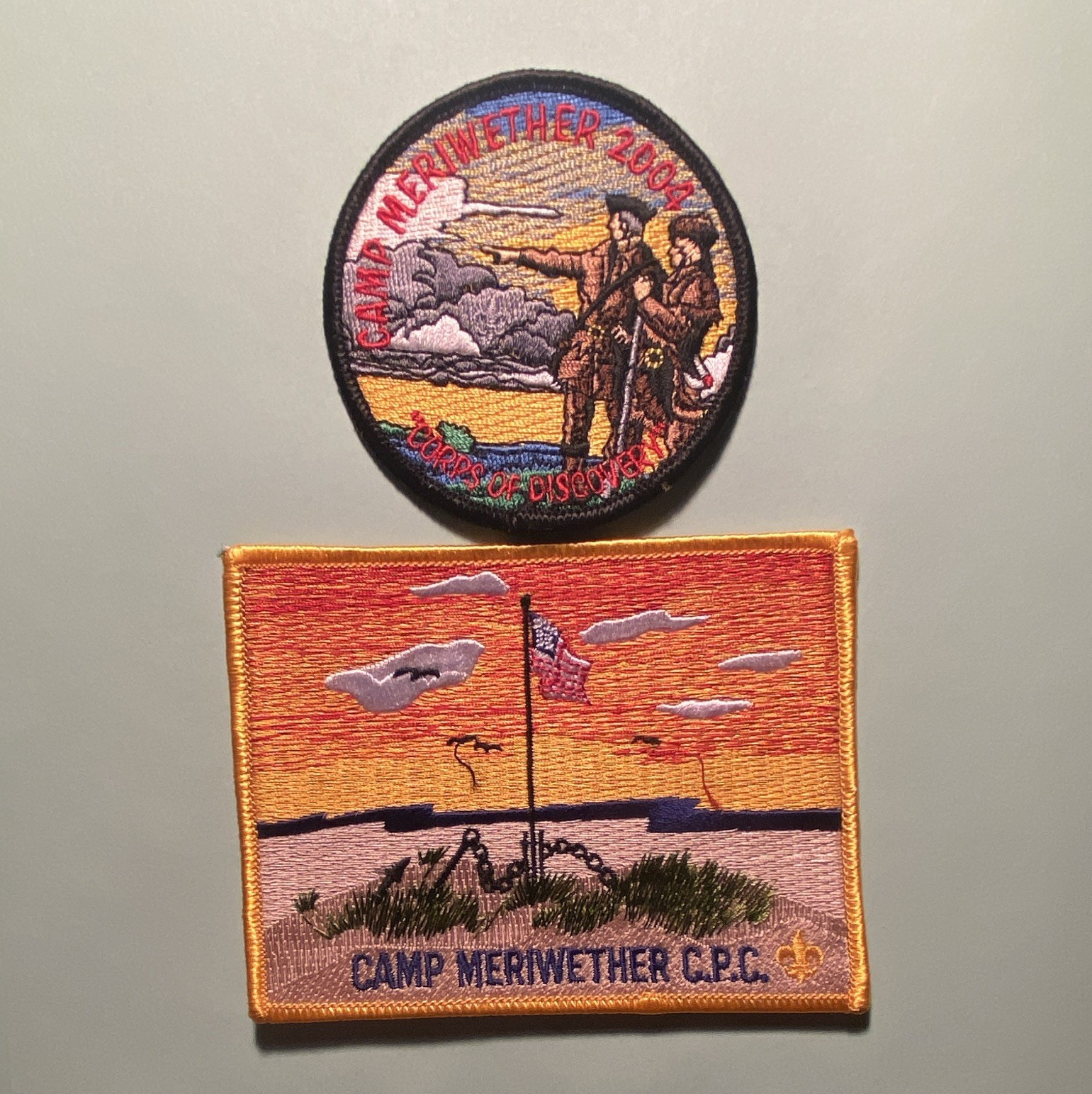 BSA Oregon Cascade Pacific Council Camp Meriwether Patches 1988+2004, Lot of 2.