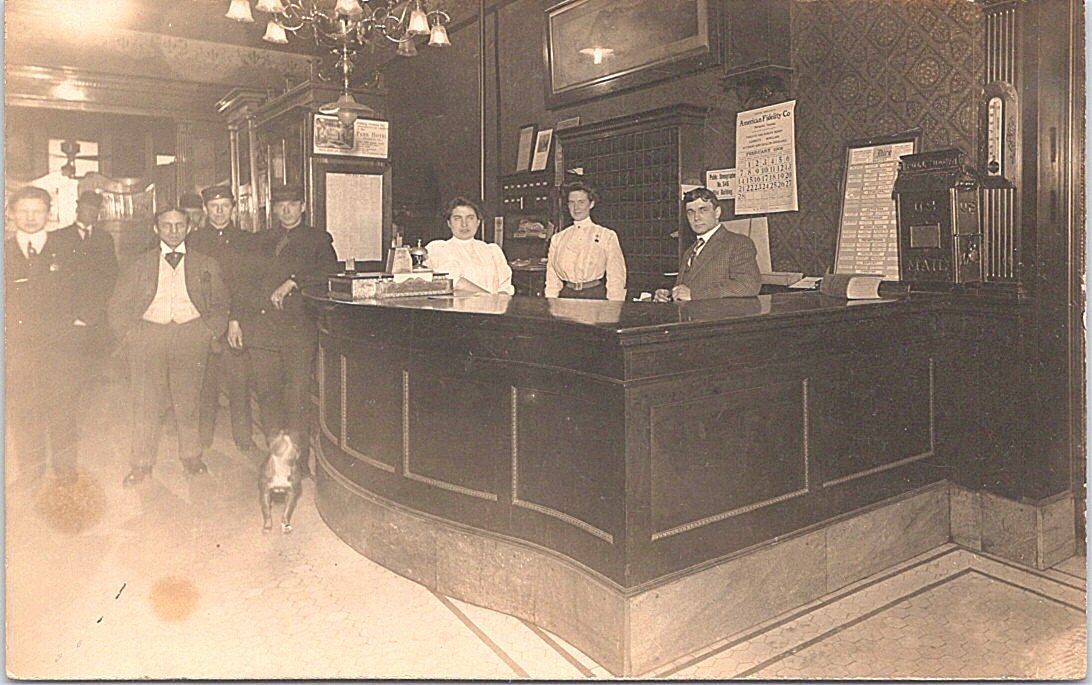 RPPC Vermont Hotel Interior Lobby Scene 1908 Occupational