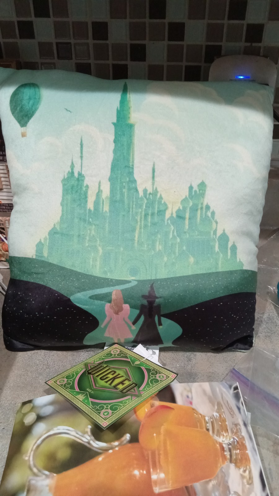 WICKED THE MOVIE EMERALD CITY AHEAD DECORATIVE THROW PILLOW NWT AUTHORIZED GIFT