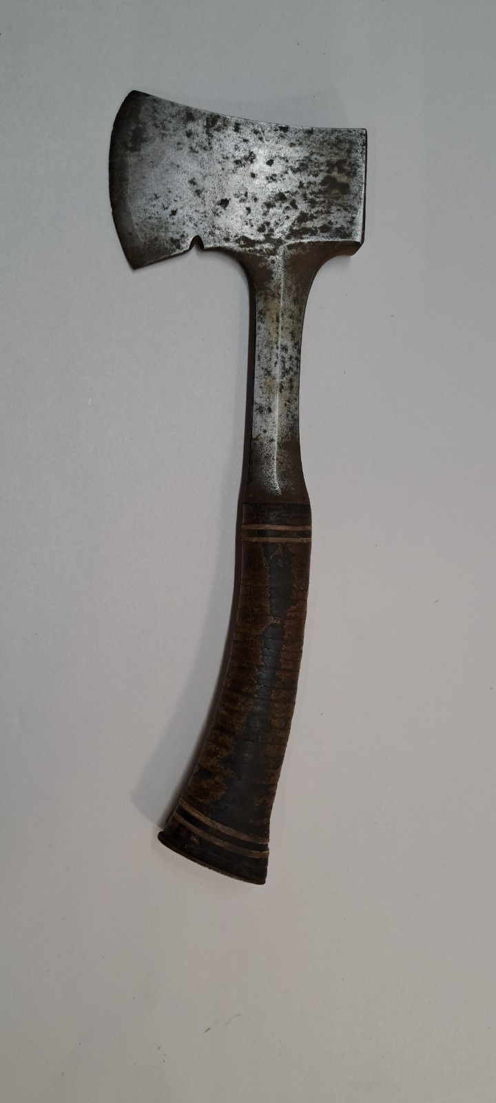 Vintage Estwing 14A hatchet no sheath , stacked leather handle