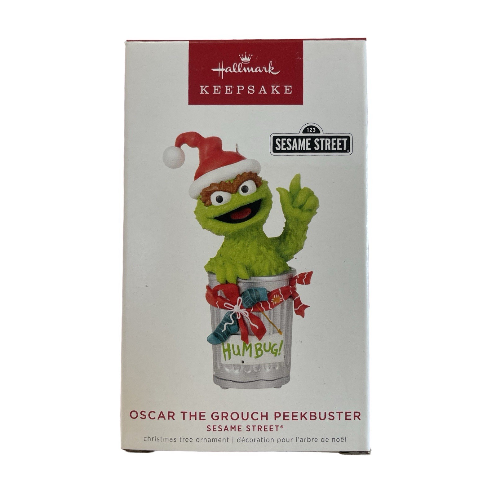 2022 Hallmark Sesame Street Oscar The Grouch Peekbuster Ornament