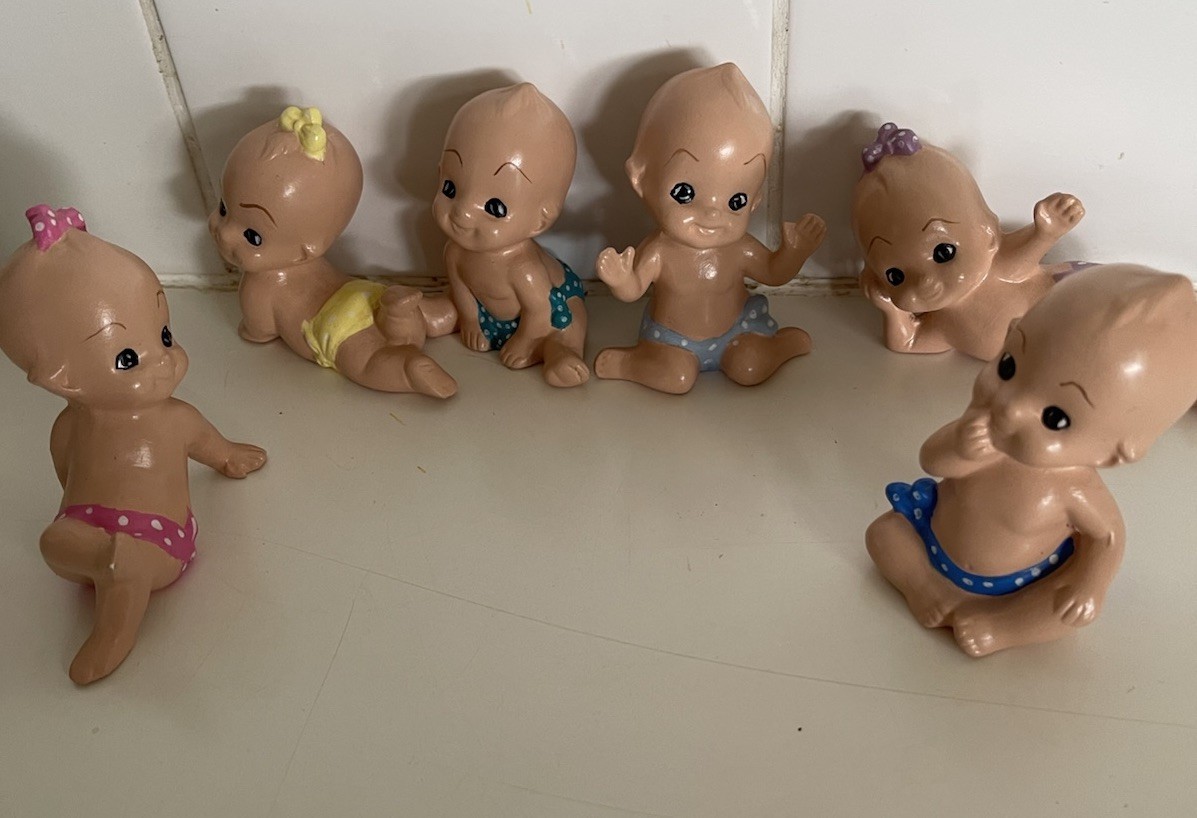 Vtg 7cm Kewpie Style Japan Porcelain Set Of 6 Mischevious Baby Cherub Figures