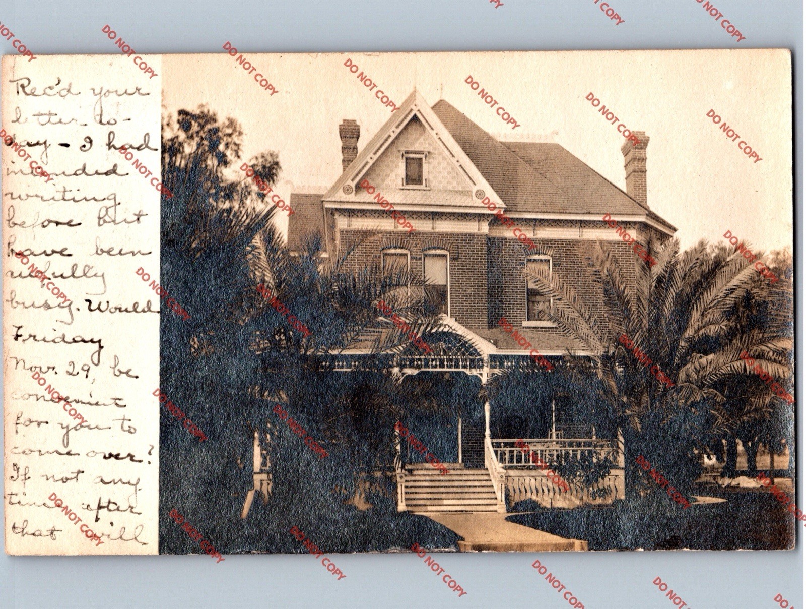 WOW 1907 Private Residence Home House LOS ANGELES California CA LA RPPC Photo