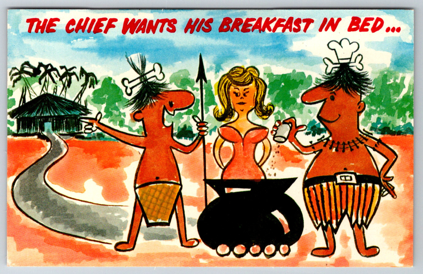 c1960s Chief Wants Breakfast in Bed Comic Cannibals Vintage Postcard Lot of 100