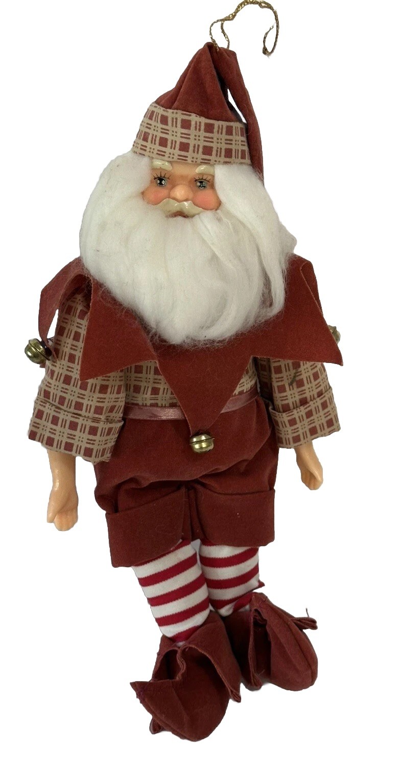 Large 12” VTG 1954 Santa Pixie Elf Shelf Sitter Doll Christmas Ornaments Decor