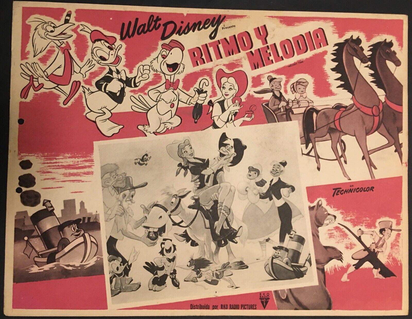 MELODY TIME Walt Disney Donald Duck Pecos Bill Original RKO Mex Lobby Card