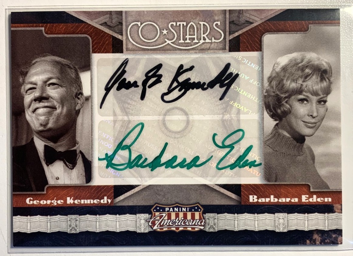 2011 Panini Americana Co Stars Dual Auto George Kennedy & Barbara Eden #27/29
