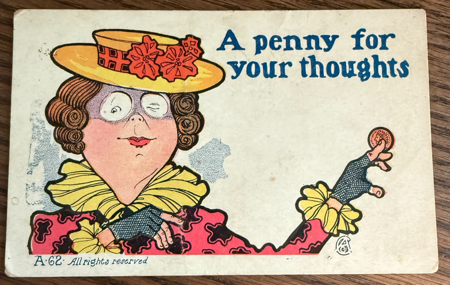 POSTCARD Comic Humor A Penny for your Thoughts UDB c1906