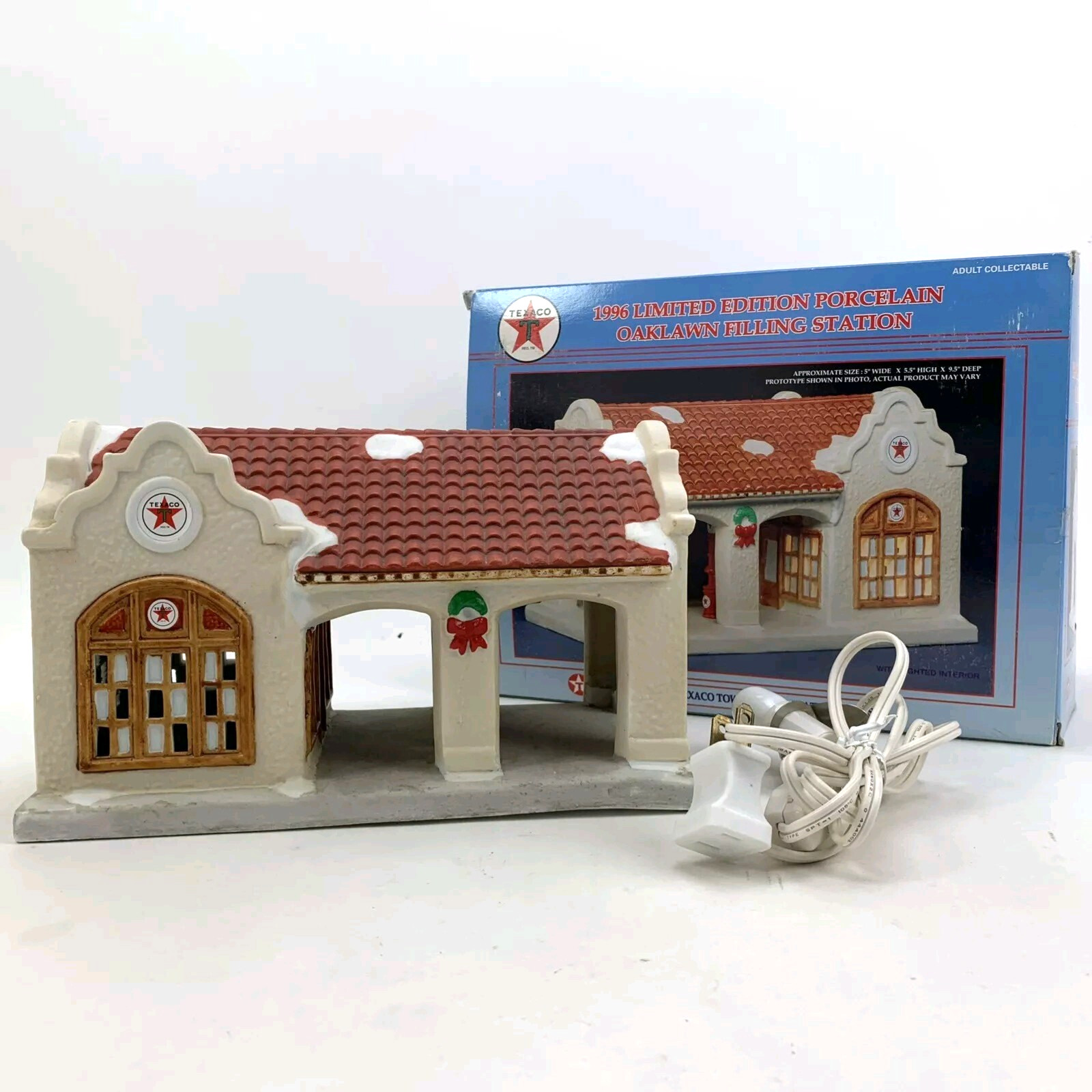 TEXACO Oaklawn Filling Station 1996 Limited Edition Porcelain Lighted House