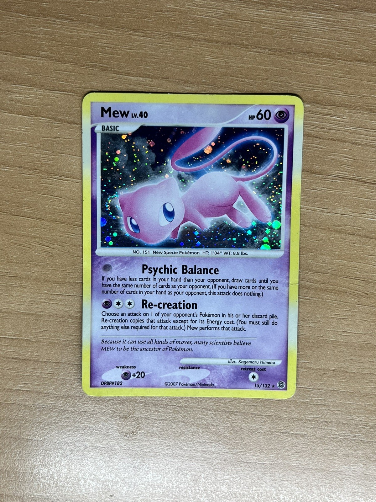Pokemon Card Mew 15/132 Secret Wonders Diamond & Pearl Holo 2007 POOR