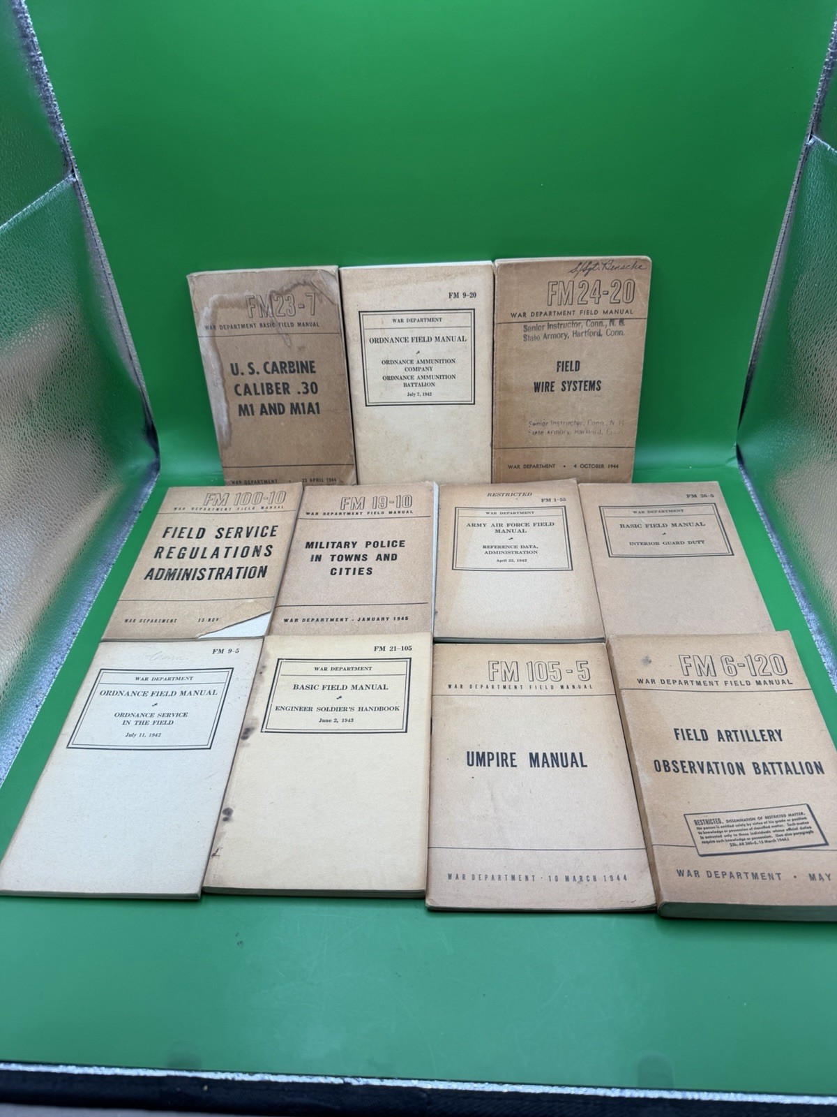 Vintage 1940s WWII War Department Field Manuals Lot Of 11 Books Ordnance Umpire