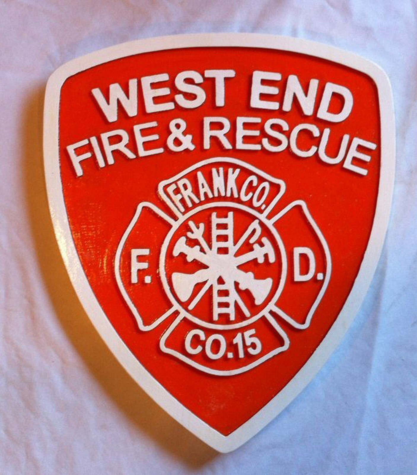 Fire Department West End 3D routed wood patch plaque EMS sign Custom carved