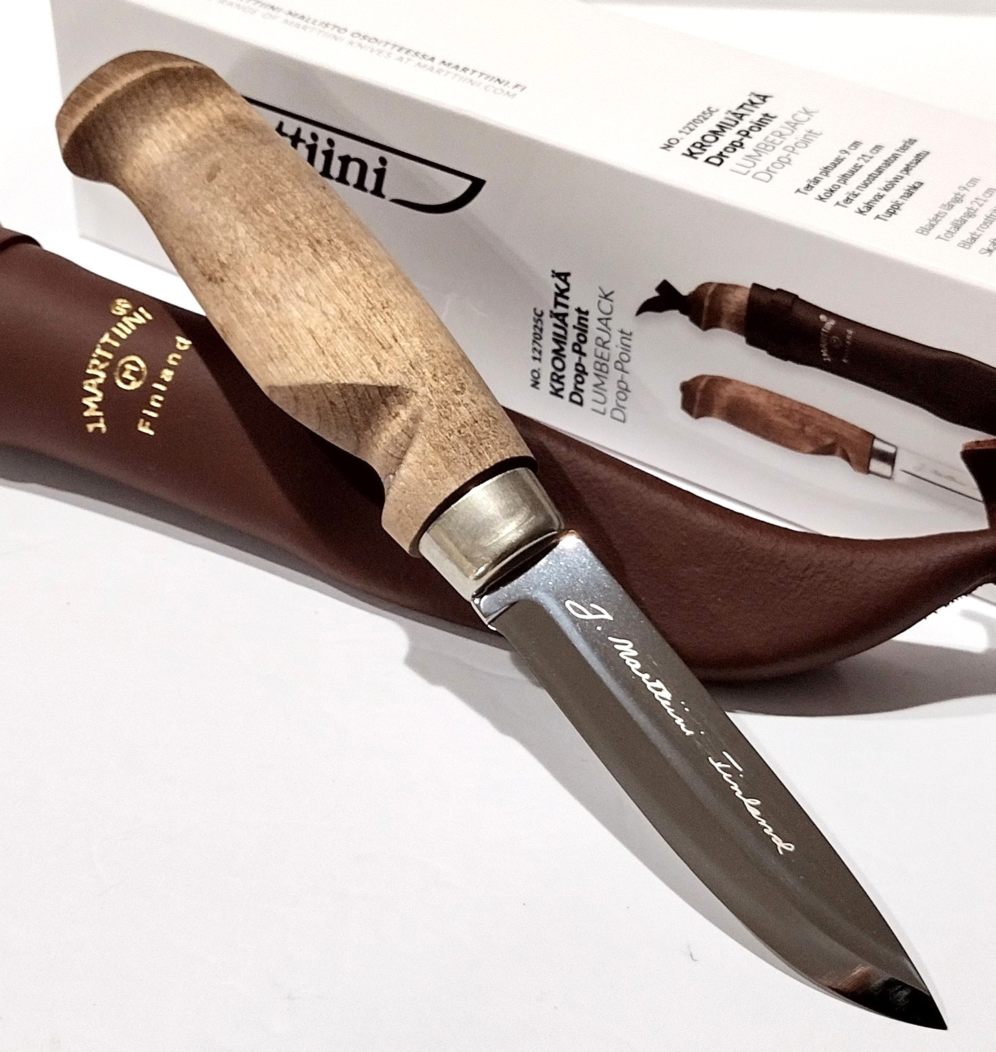 Marttiini Finland Lumberjack Drop Point Skinning Hunting Knife Leather Sheath
