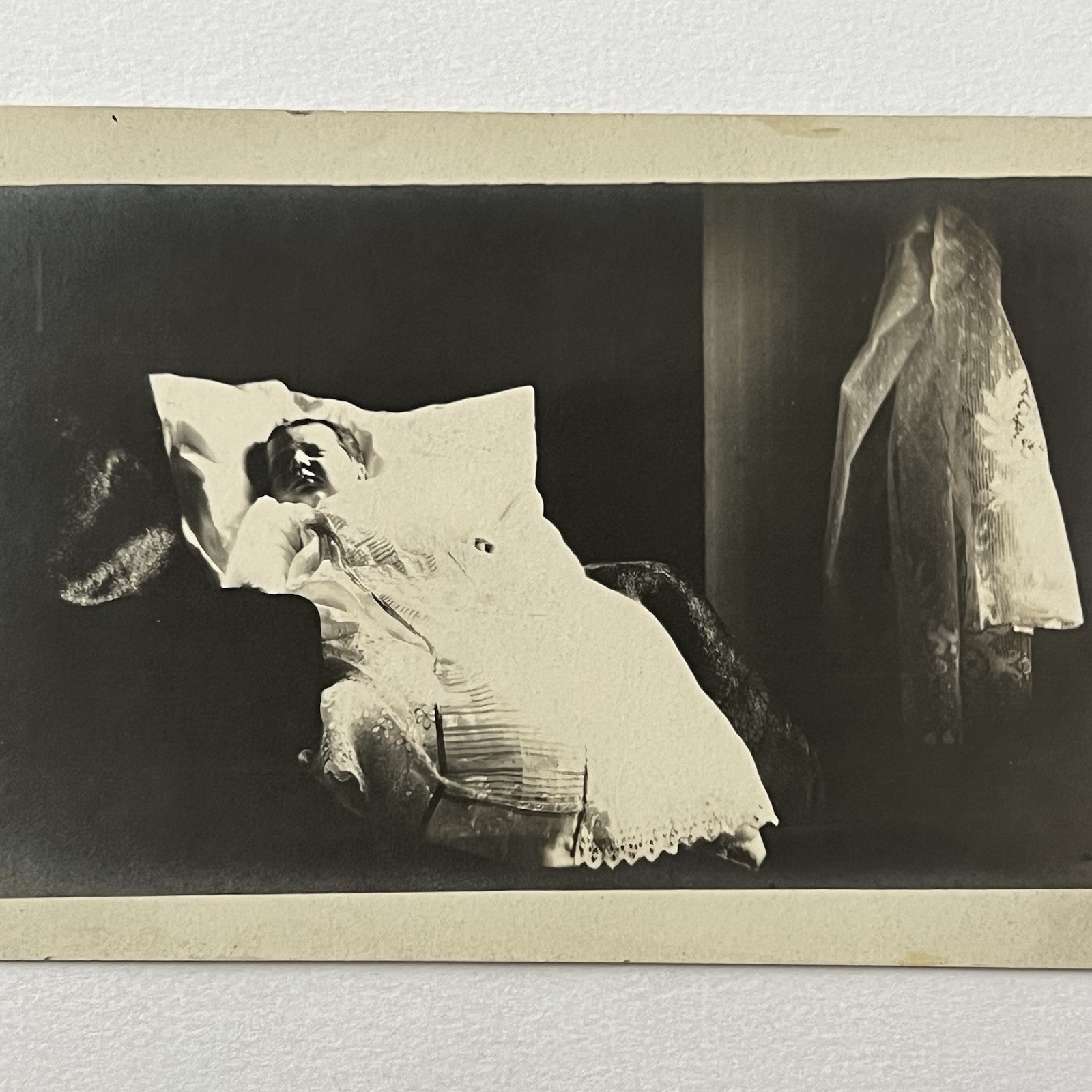 Antique RPPC Real Photograph Postcard Baby Post Mortem? Ghost Spirit Odd Spooky