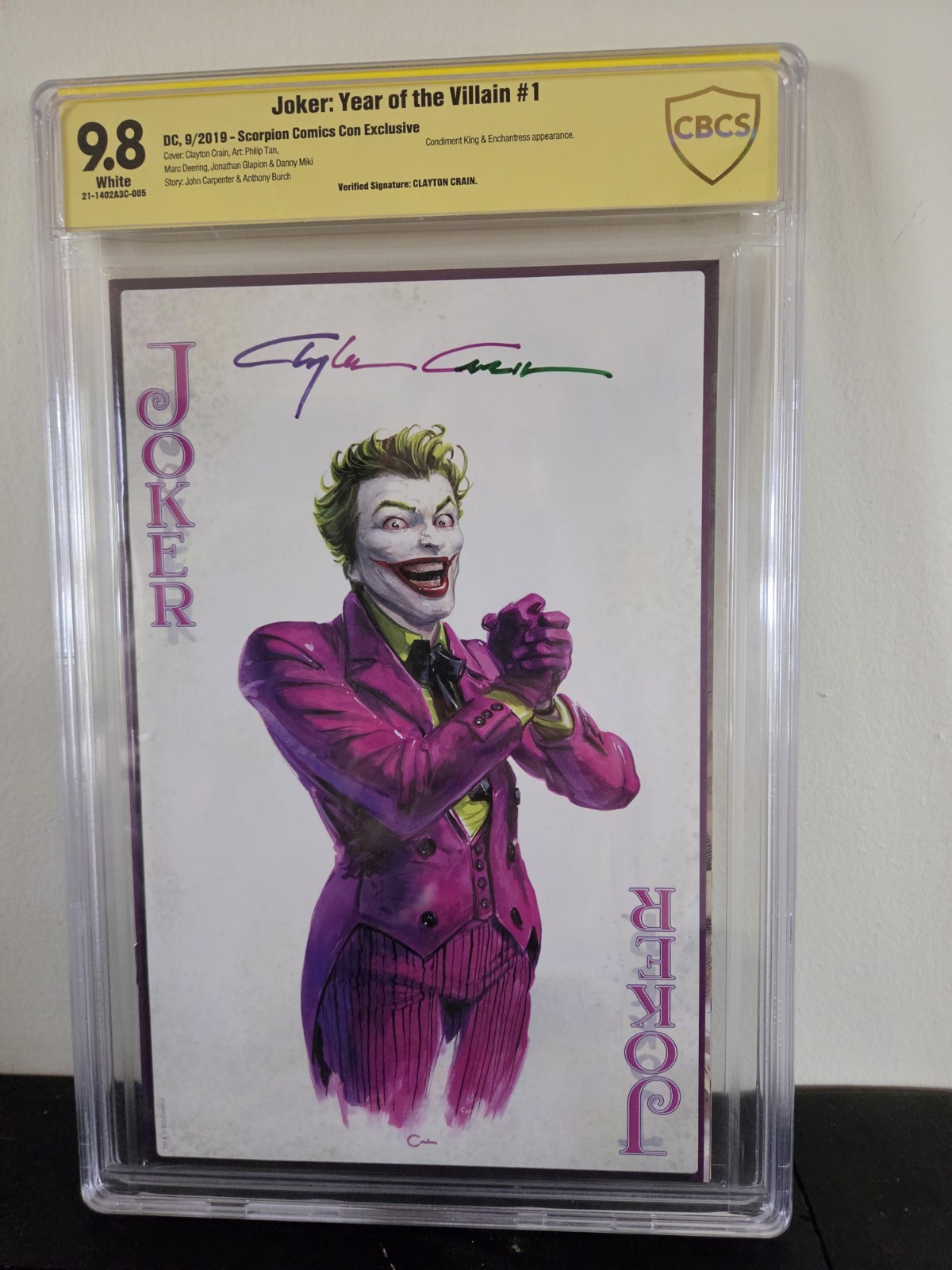 Joker: Year of the Villain #1 Signed Clayton Crain Variant 9.8 CBCS