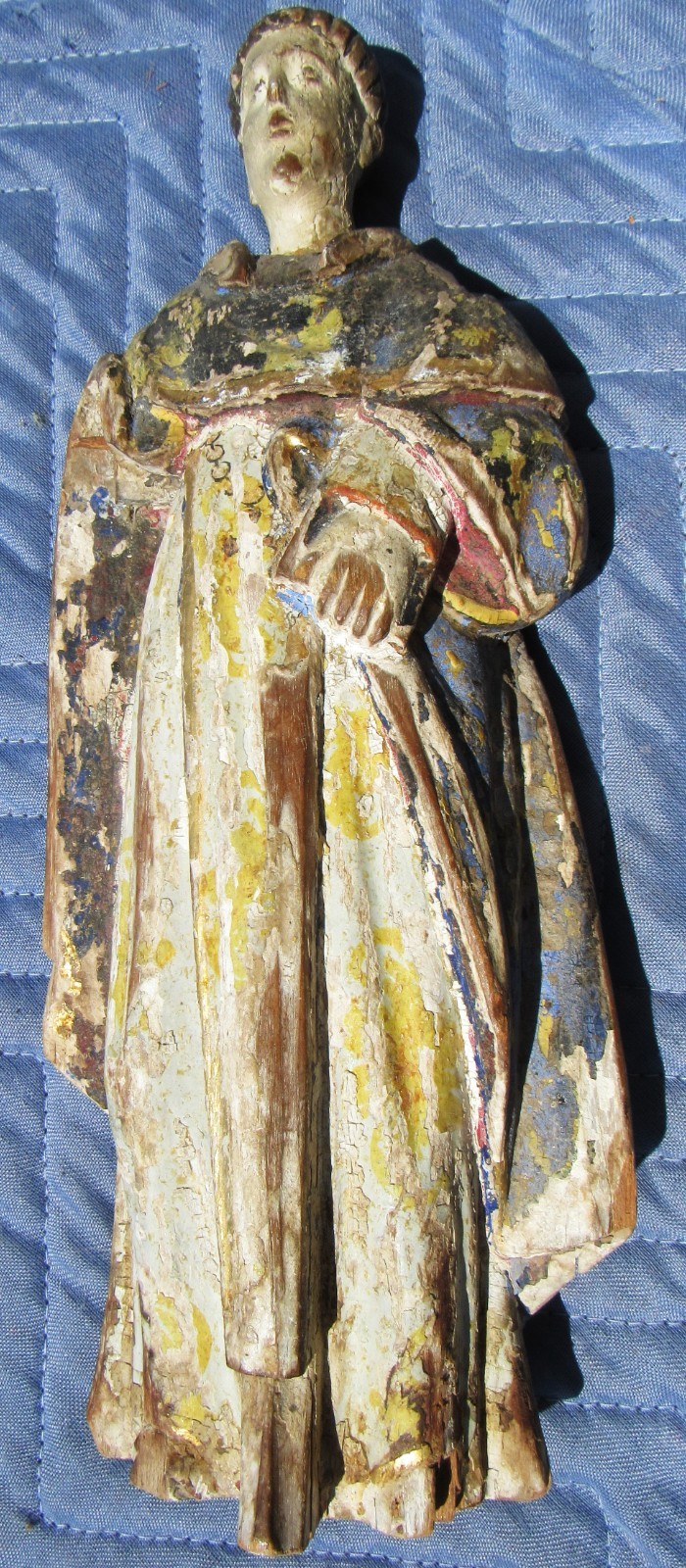 Gorgeous Antique Spanish Colonial Hand Carved Wooden Santo Figure 12\