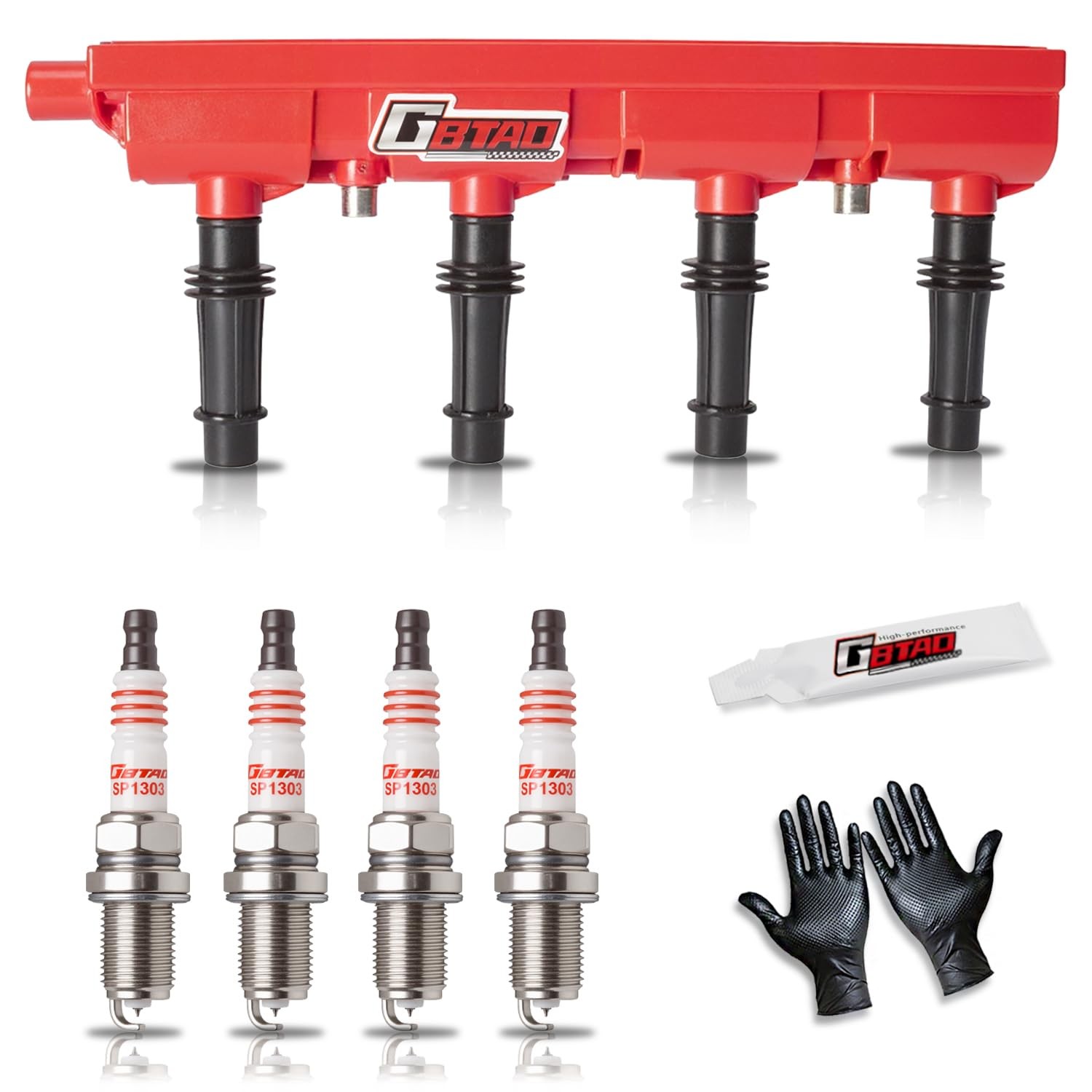 GBTAD Upgraded Ignition Coil Pack and 4x Iridium Spark Plug for 1.4L 1.8L L4... 