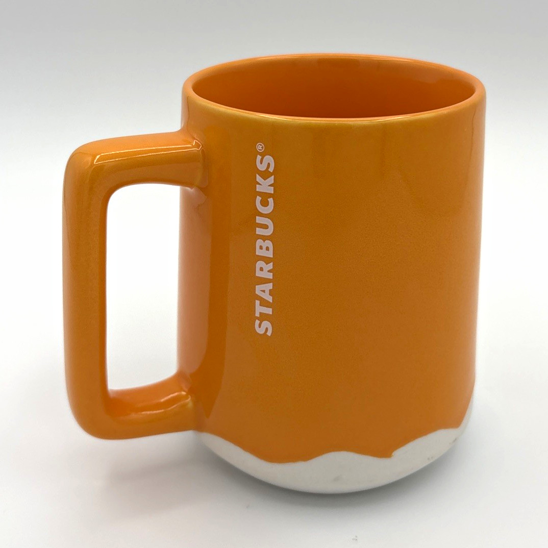 Starbucks Orange Julius White Bottom Ceramic Coffee Tea Mug Cup 14 oz