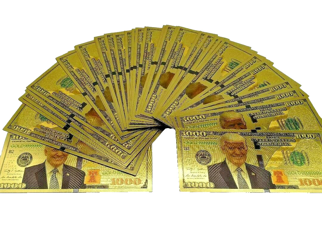 50 PCS President Donald Trump $1000 Gold-Plated Collectible Money Novelty US
