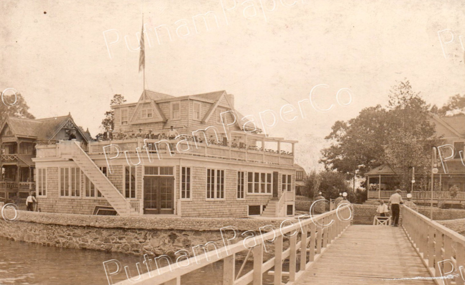 South Norwalk CT Belle Island Club House Pier RPPC Real Photo Postcard