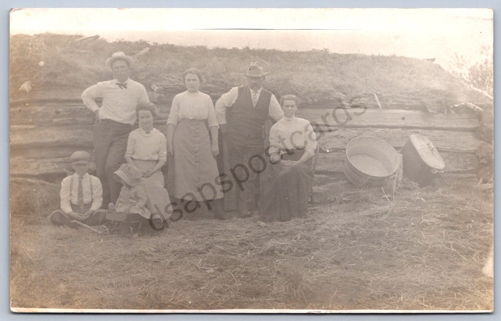 K39/ Thief River Falls Minnesota RPPC Postcard c1910 Sod Log House 453