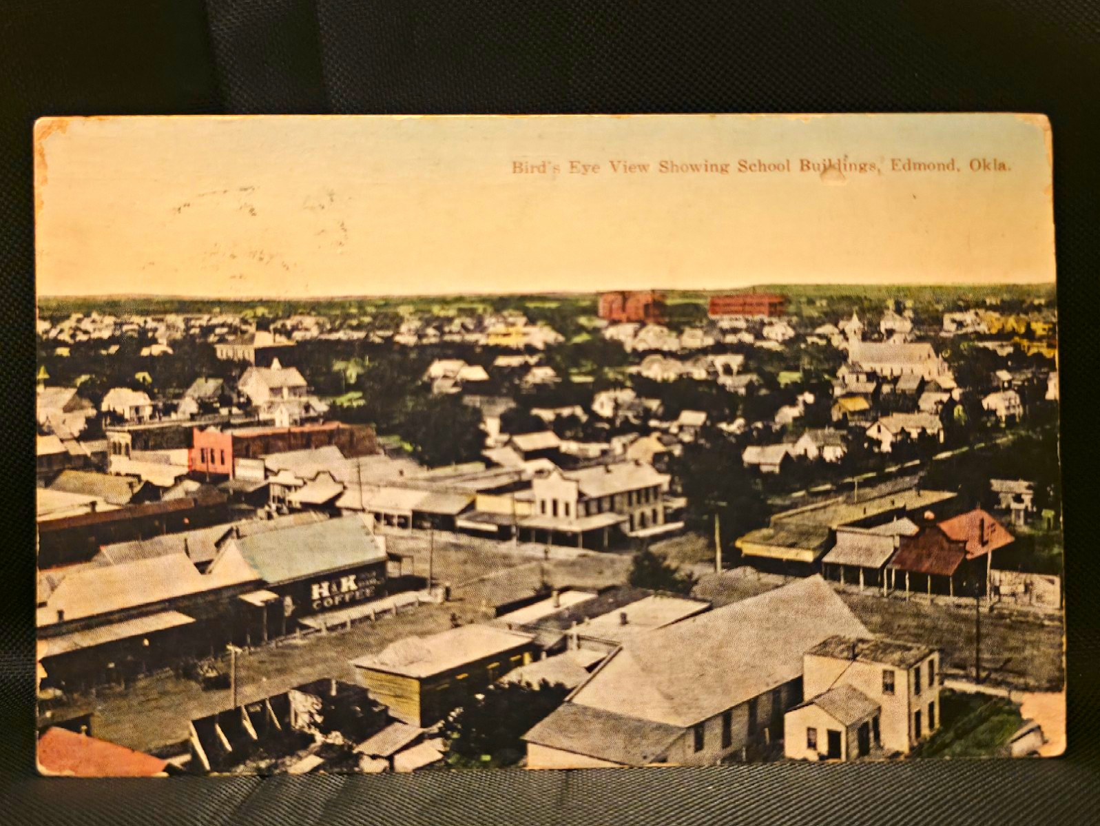 Postcard Bird's Eye View School Buildings Edmond OK Posted Divided Back 1907-15