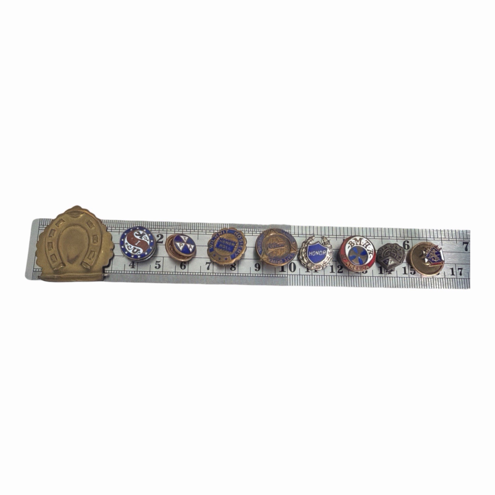 Vintage Lapel Pins Lot of 9 Enamel VFW BMA America Honor School Merit Badges