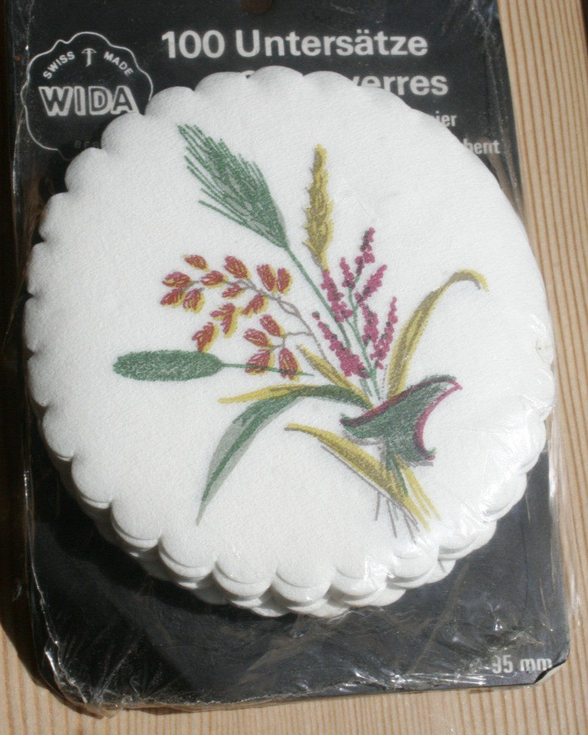100 Vintage Wida Swiss Crepe Paper Coasters Fall Bouquet 3.75\