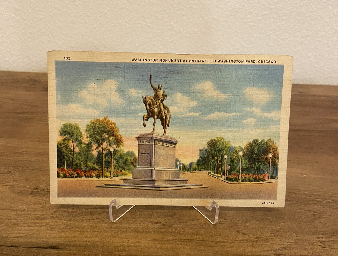 VTG Postcard Washington Monument Washington Park Chicago 