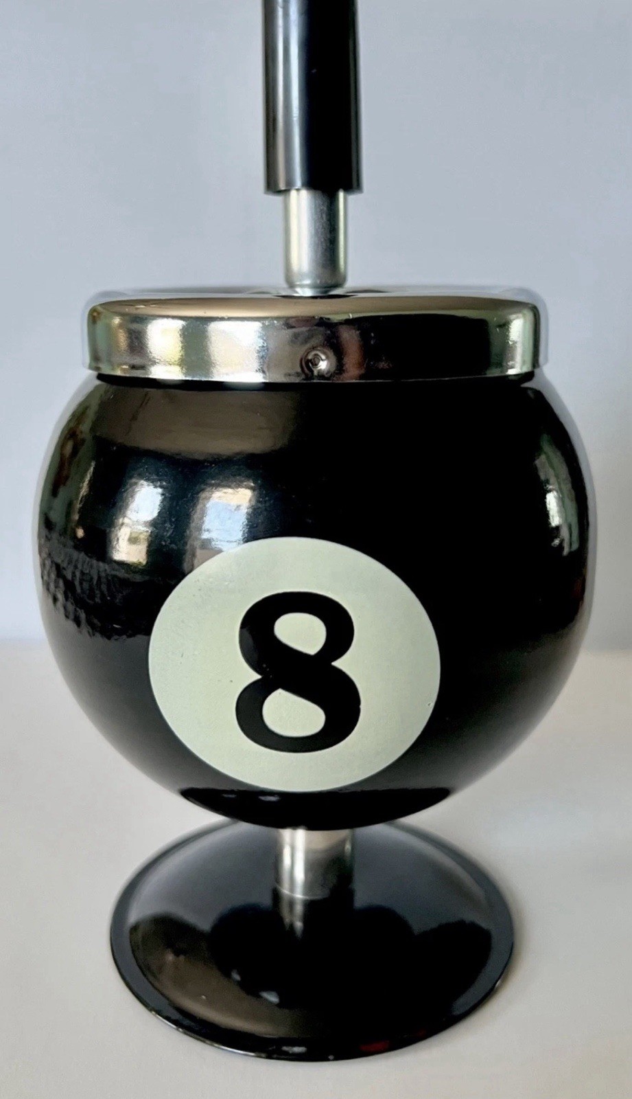 Retro Billiard Pool SPINNING Black #8 Ball Roulette New Vtg Style Ashtray MCM