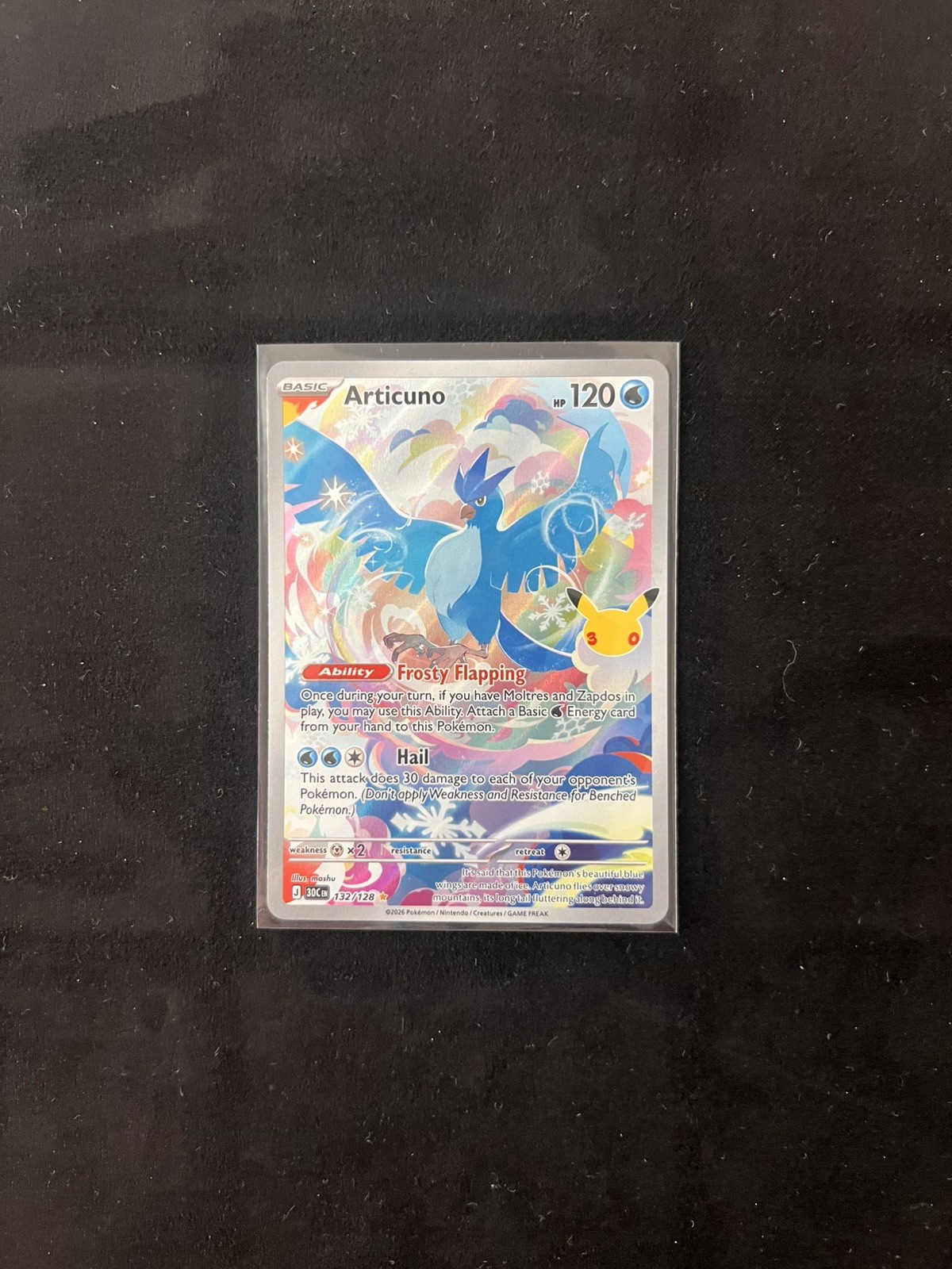 Pokemon 30th Anniversary Articuno Illustration Rare 132/128