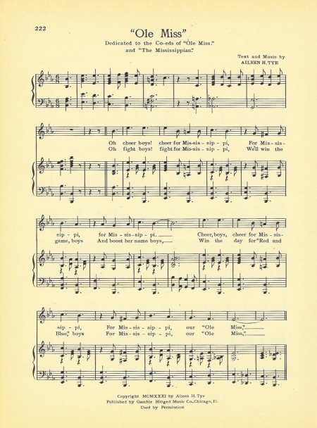 UNIVERSITY OF MISSISSIPPI song sheet c1941 