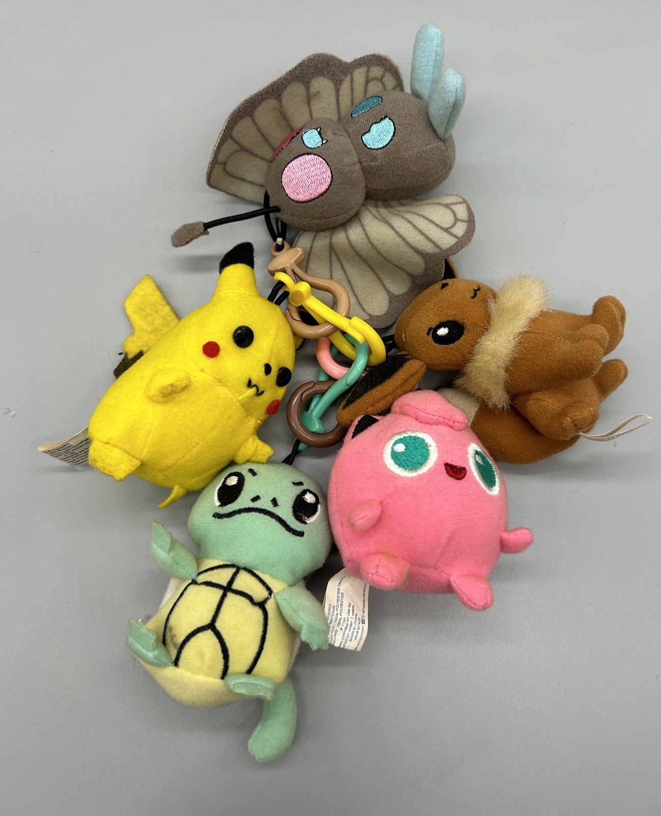 Vintage 1999 Pokemon Nintendo Plush Keychain Clip On Zipper Lot Of 5