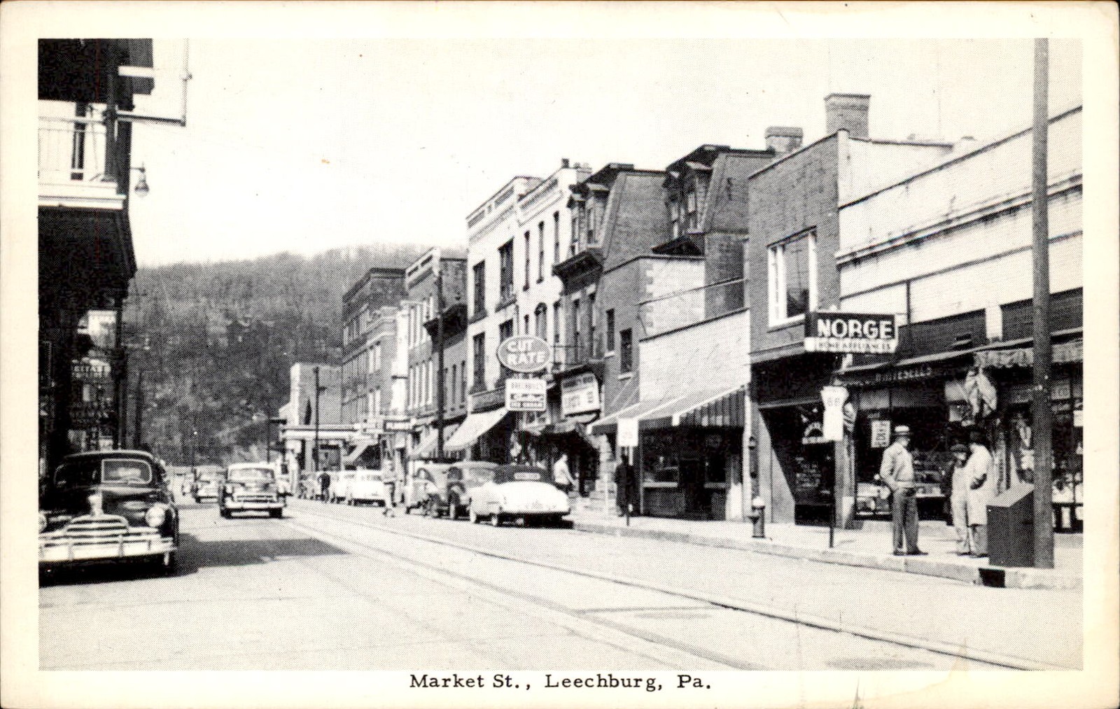 Leechburg PA Market St. Art-Glo Post Card Co. c1940s-50s Vintage Postcard