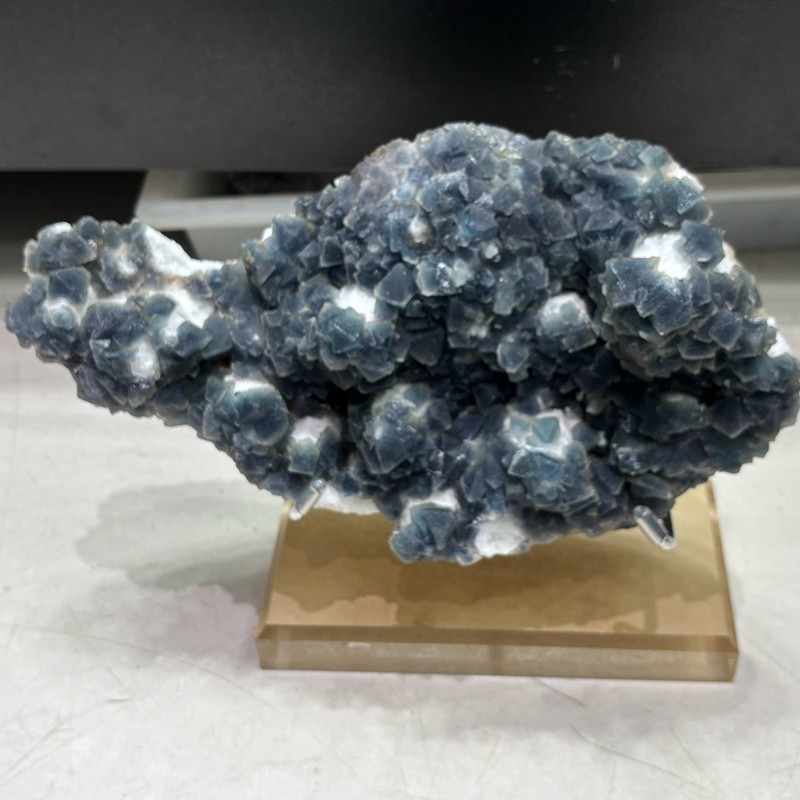9.15LB Rare Natural blue Fluorite Crystal Quartz Mineral Specimens +Stand 