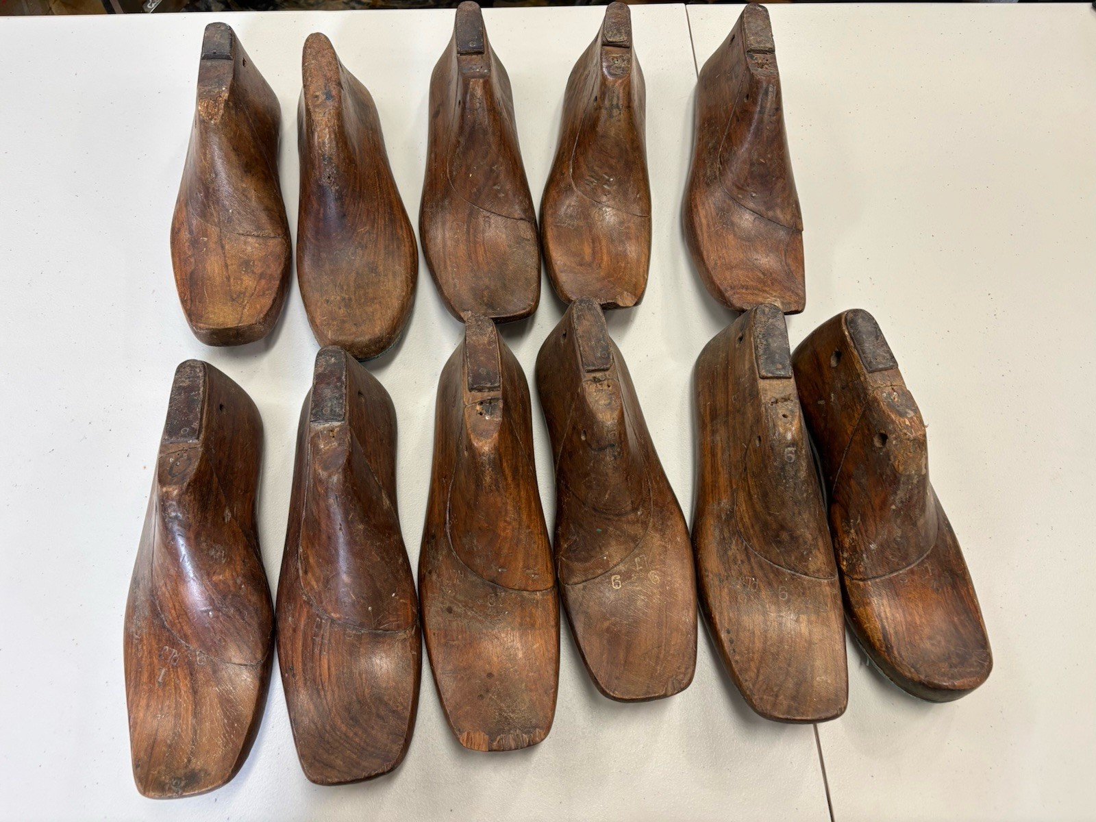 Antique Hardwood Shoes Collection of 11. $110 for All. Rare Collection