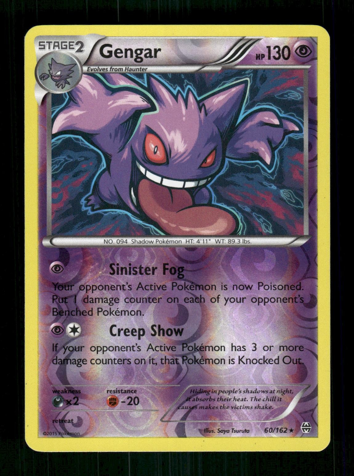 Gengar 60/162 Rare BREAKthrough Pokemon Reverse Holo MP/LP Saya Tsuruta