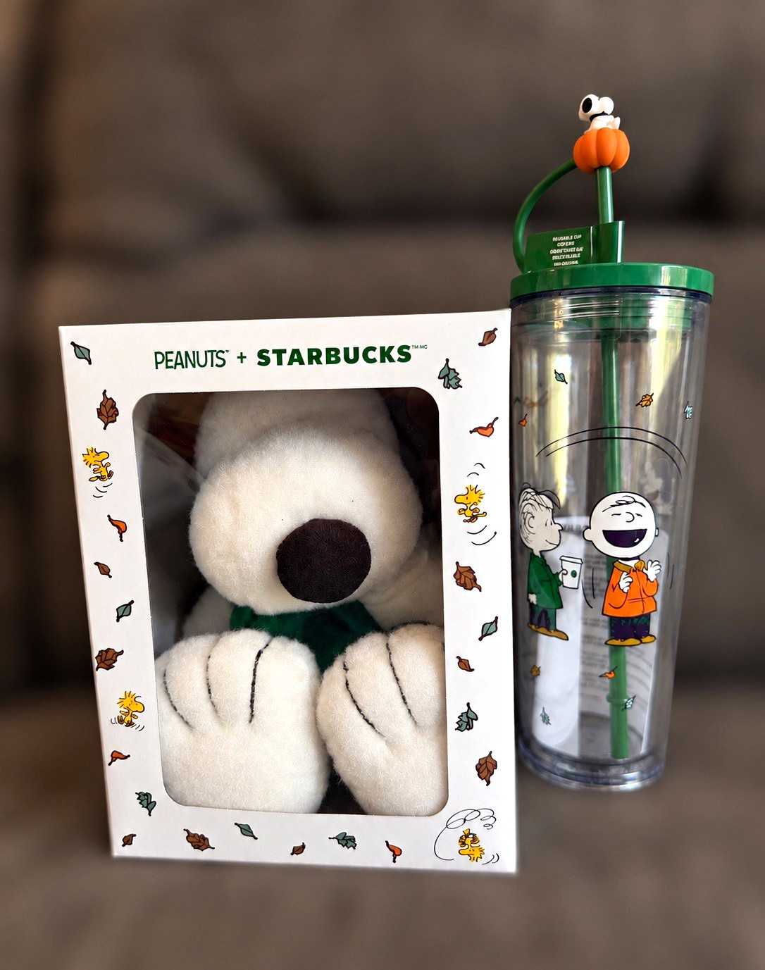 Starbucks Peanuts Snoopy Barista and Peanuts Fall Tumbler - Pumpkin Straw Cover
