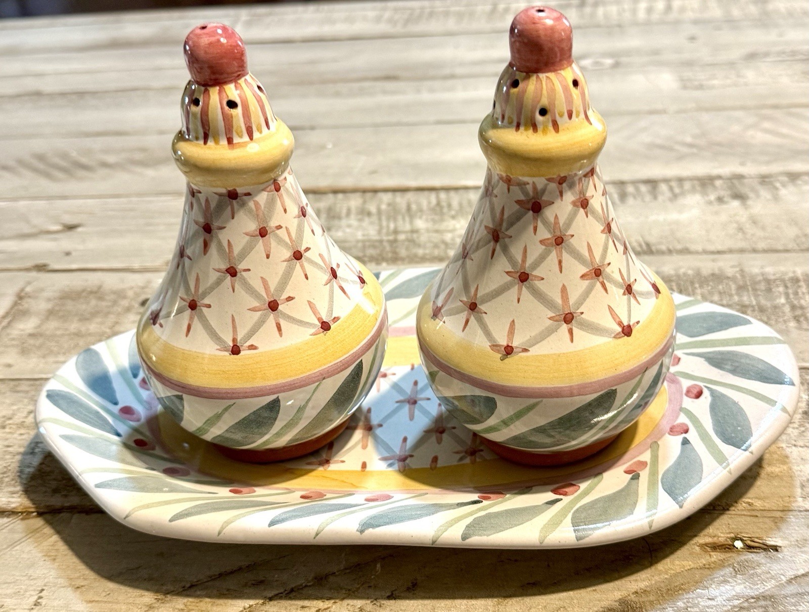 Vintage MacKenzie-Childs Brighton Pavilion salt pepper Shaker Underplate 1995