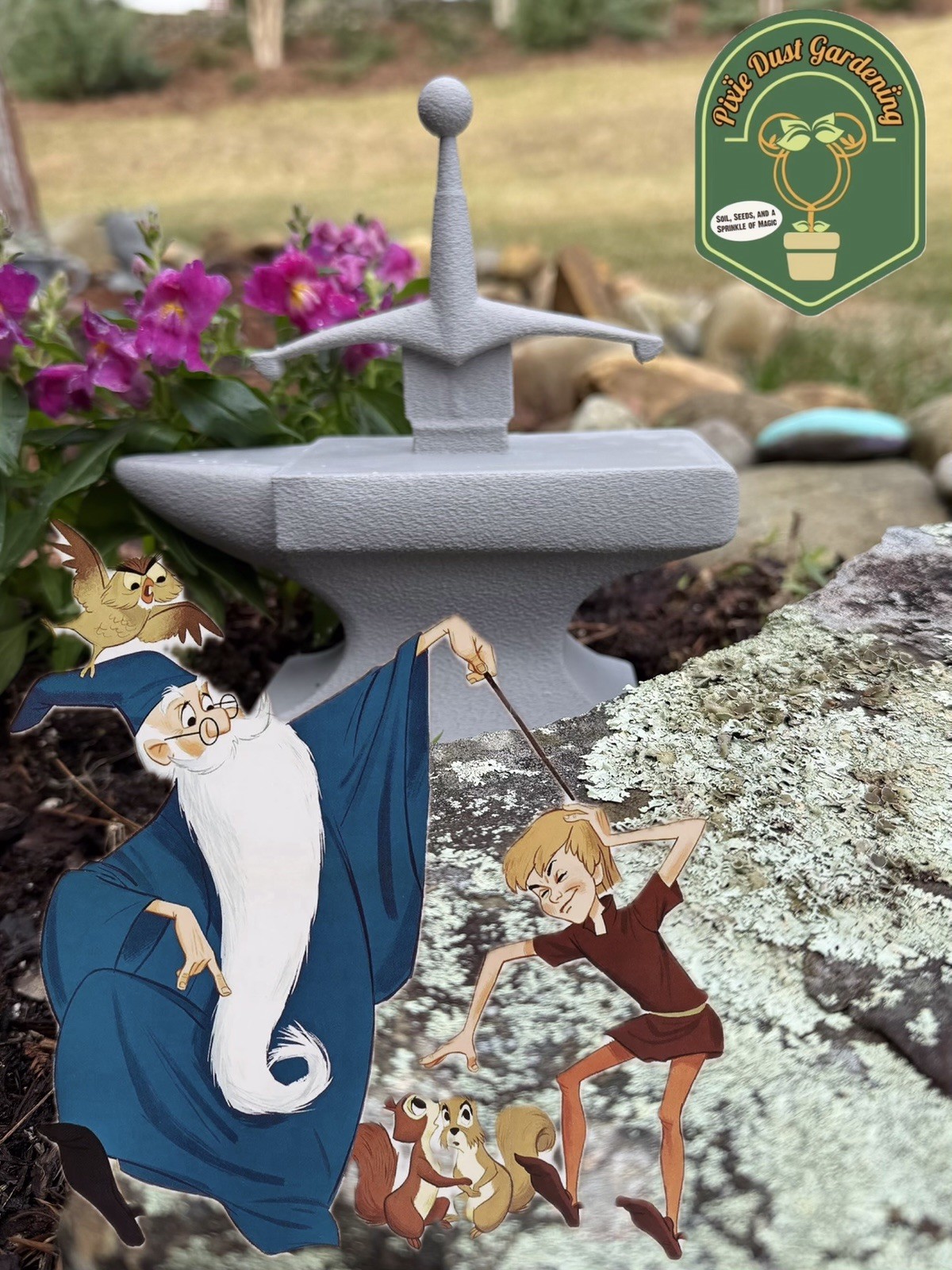 Sword In The Stone King Arthur’s Excalibur Garden Statue Flower Decor Disney