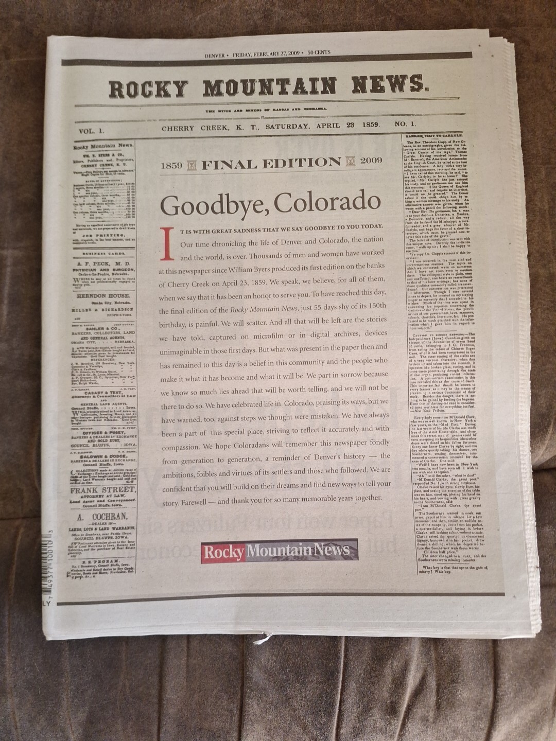 Last Edition Of Rocky Mountain Newspaper Last Edition Of Rocky Mountain Newspaper
