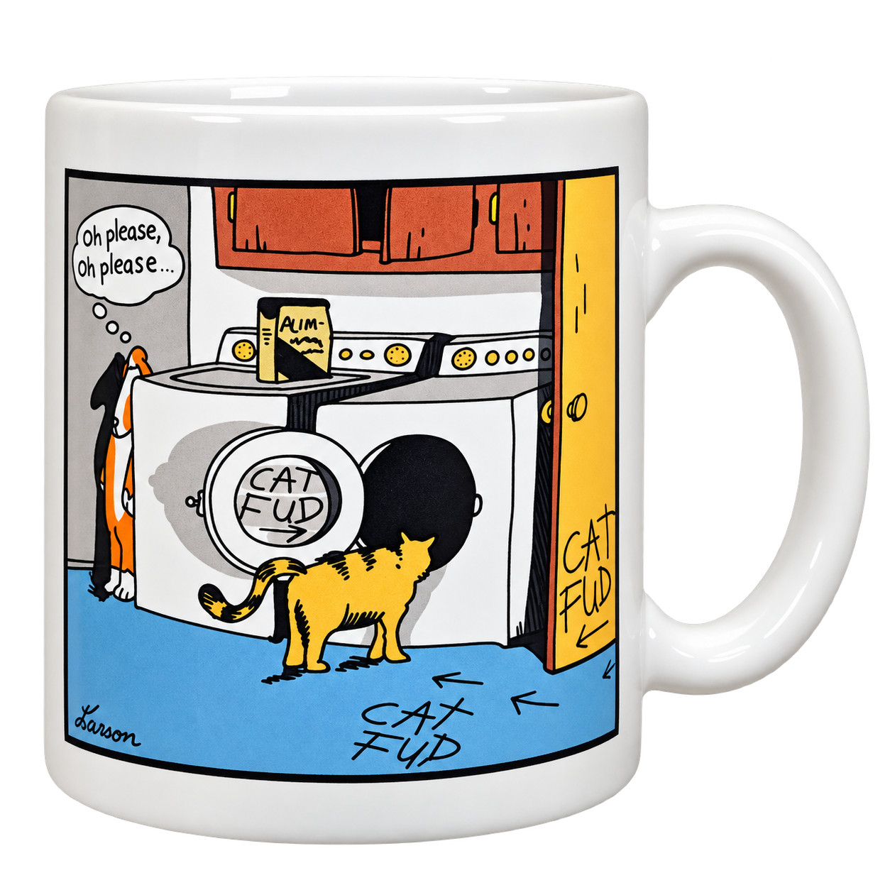 Vintage 1986 The Far Side Cat Fud Mug Gary Larson Cat Dog Cartoon Coffee Cup